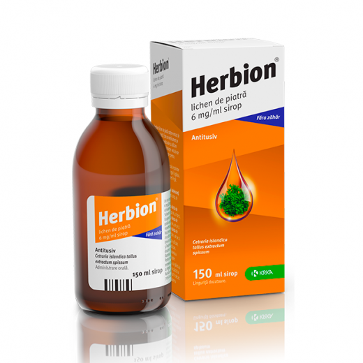 Sirop Antitusiv Herbion Lichen de Piatra 6 mg/ml, 150 ml, Krka