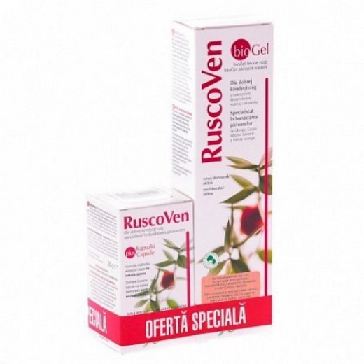 Pachet Ruscoven Plus, 50 Capsule e + Ruscoven Gel, 100 ml, Aboca