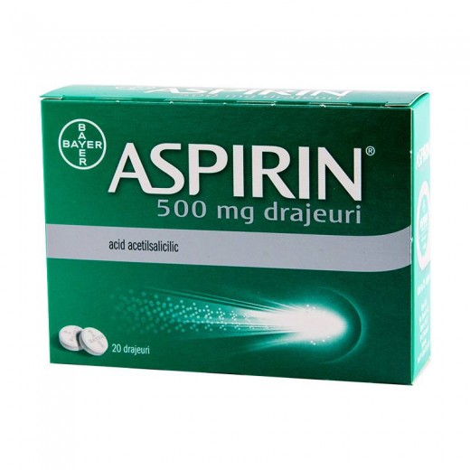 Aspirin 500 mg, 20 Drajeuri, Bayer