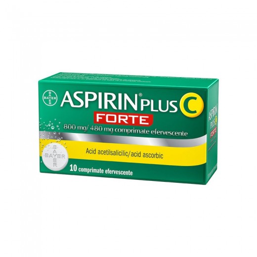 Aspirin Plus C Forte 800 mg/480 mg, 10 Comprimate Efervescente, Bayer
