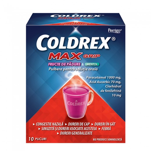 Coldrex  Maxgrip Fructe de  Padure Mentol x 10 Plicuri