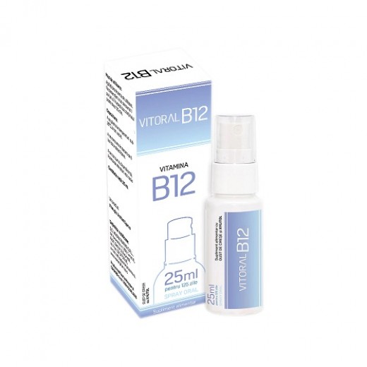 Vitoral B12 Spray Oral cu Aroma de Cirese, 25ml, Vitalogic