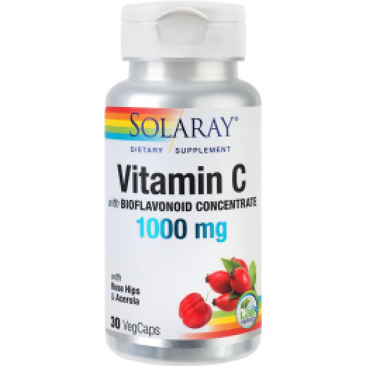 Vitamina C 1000 mg Solaray, 30 Capsule Vegetale, Secom