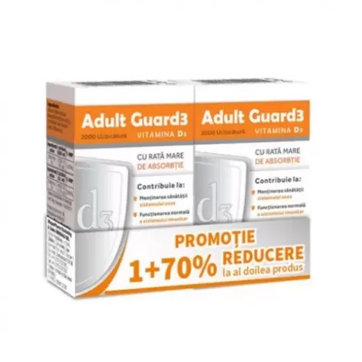 Adult Guard D3 2000 UI de Vitamina D3(1+1- 70 % reducere la al doilea flacon), Evital
